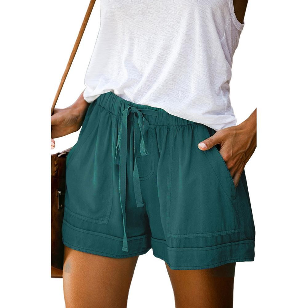 Casual Women's Elastic High Waisted Shorts for Holiday Outings and Daily Life - Picture 16 of 16