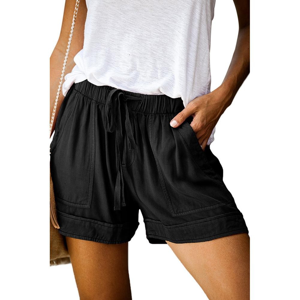 Casual Women's Elastic High Waisted Shorts for Holiday Outings and Daily Life - Picture 6 of 16