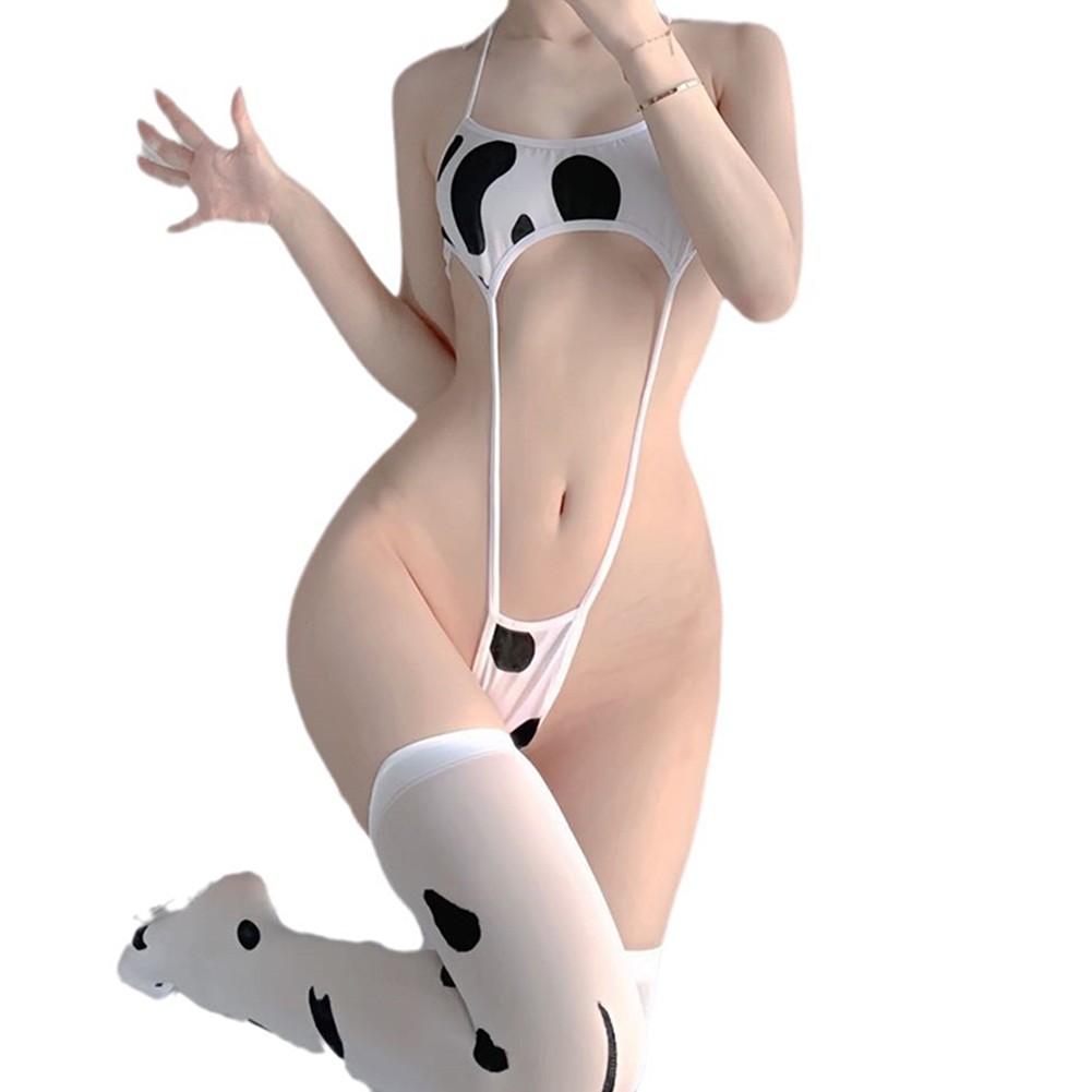 Playful Cow Maid Underwear Set for Women Flirty and Comfortable Lingerie - Picture 11 of 15