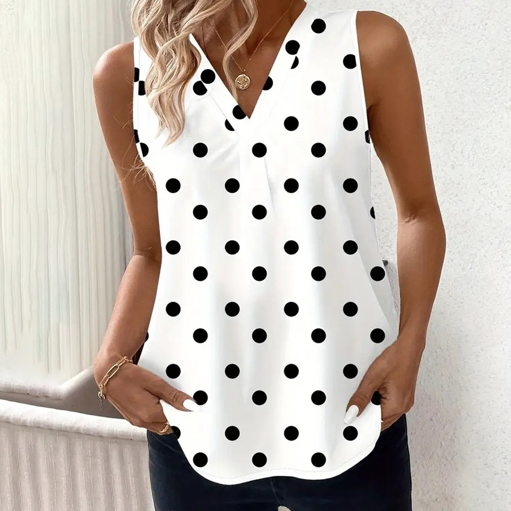 Trendy Women's Casual Vest Stylish Printed Sleeveless Top with V Neck Design - Picture 28 of 76