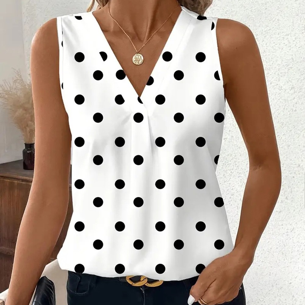 Trendy Women's Casual Vest Stylish Printed Sleeveless Top with V Neck Design - Picture 25 of 76