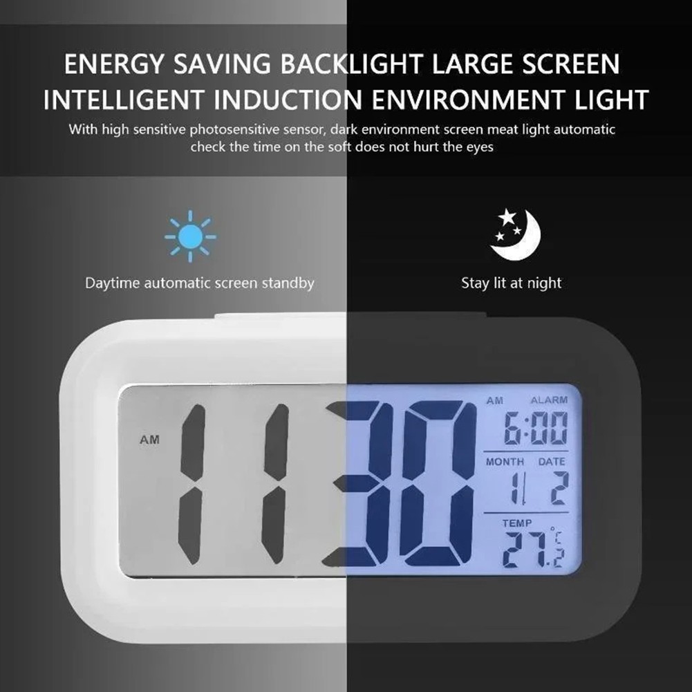 Smart Alarm Clock with Adjustable Brightness and Dual Function for Night Light