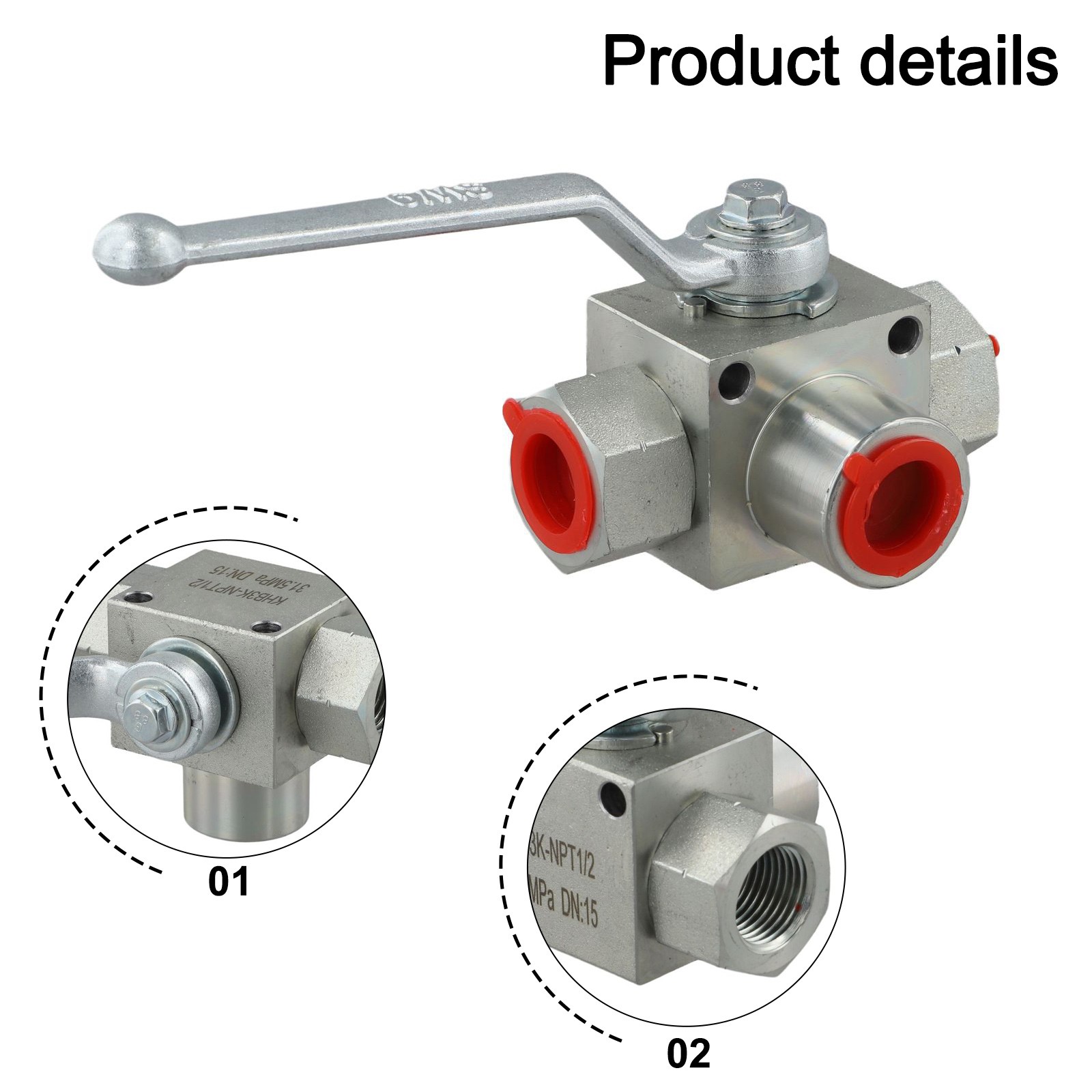 Carbon Steel NPT12 3 Way Hydraulic Ball Valve 7250 PSI for Industrial Use - Picture 14 of 43