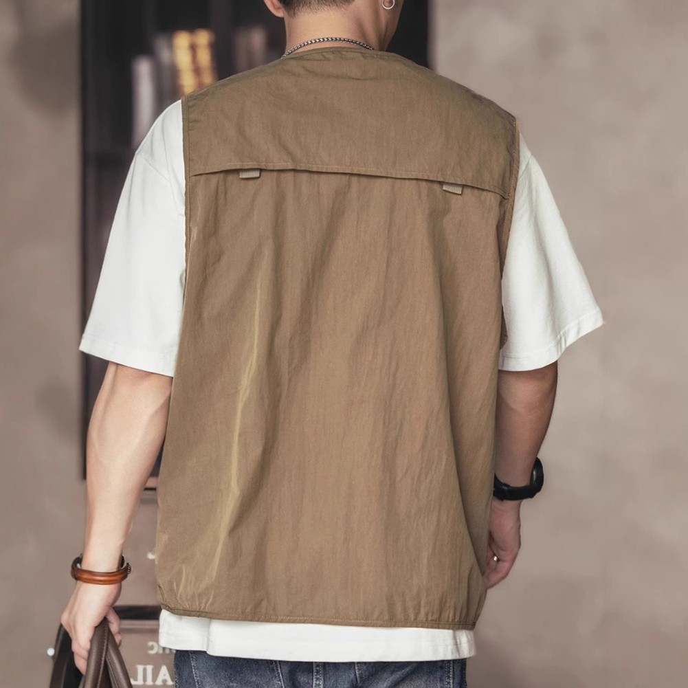 Men's Vintage Outdoor Sports Vests with Zipper and Pockets for Casual Use - Picture 17 of 22