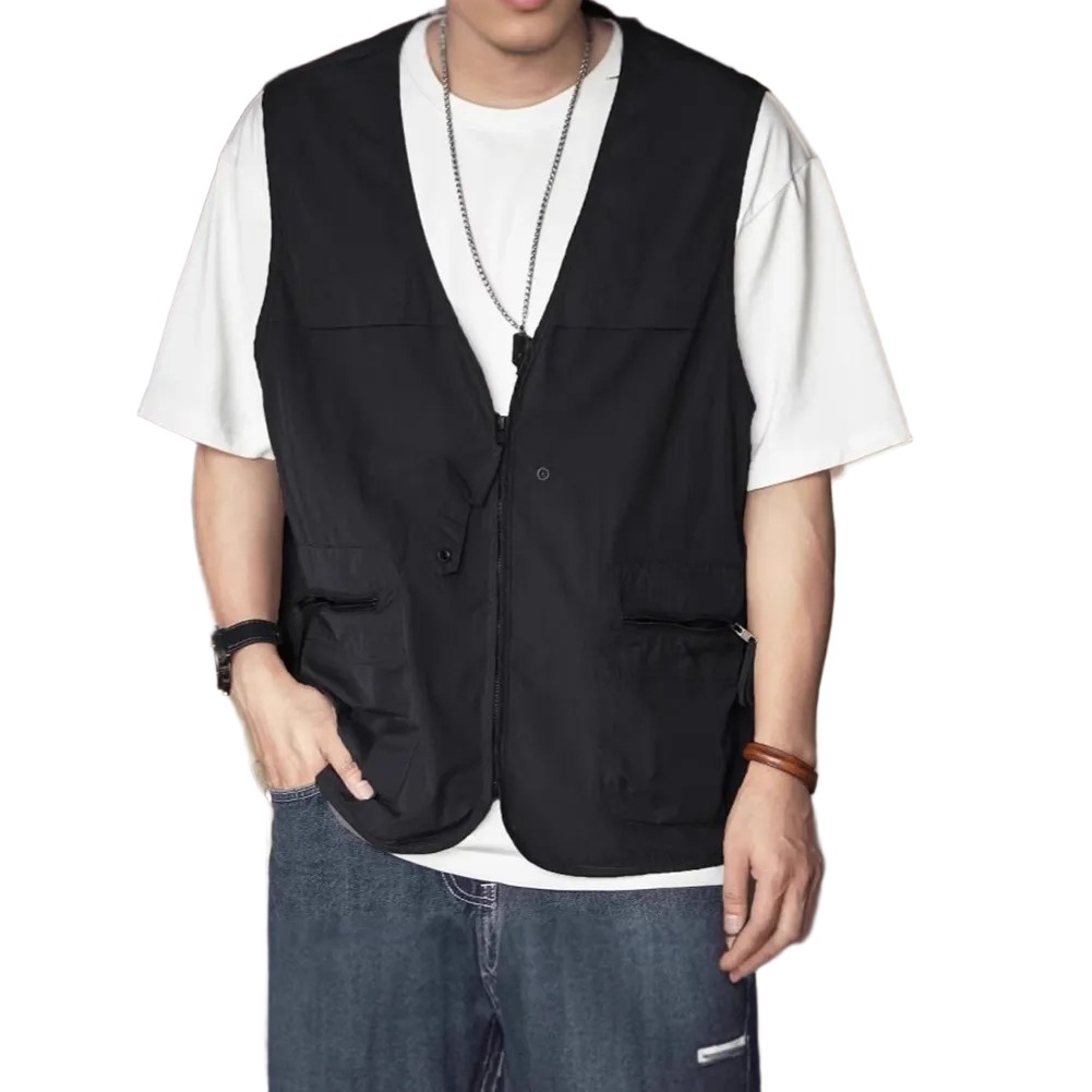 Men's Vintage Outdoor Sports Vests with Zipper and Pockets for Casual Use - Picture 19 of 22