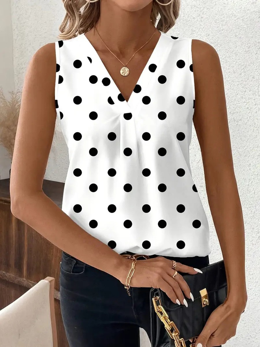 Trendy Women's Casual Vest Stylish Printed Sleeveless Top with V Neck Design - Picture 23 of 76