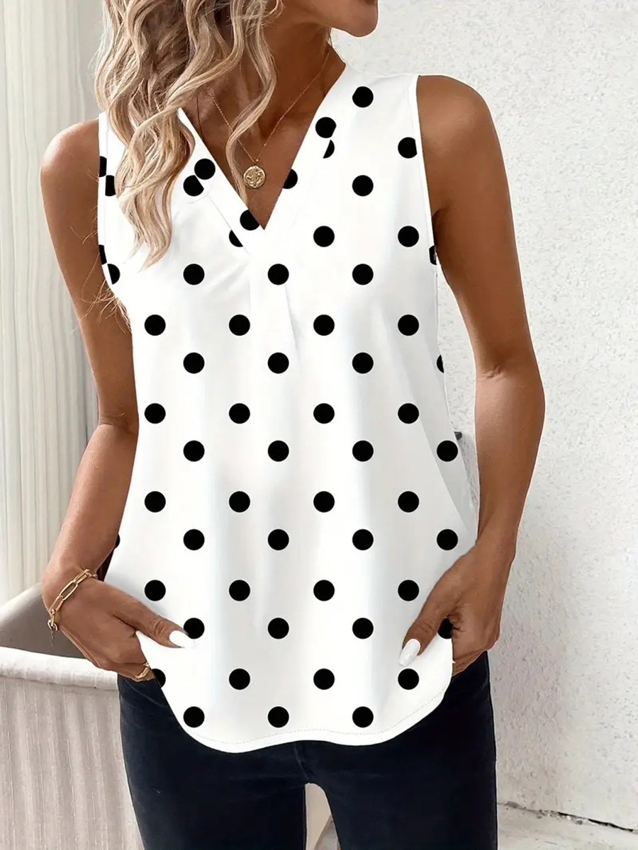 Trendy Women's Casual Vest Stylish Printed Sleeveless Top with V Neck Design - Picture 24 of 76