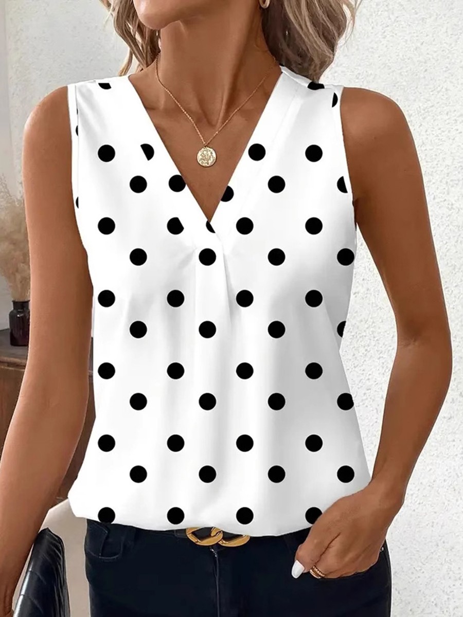 Trendy Women's Casual Vest Stylish Printed Sleeveless Top with V Neck Design - Picture 21 of 76