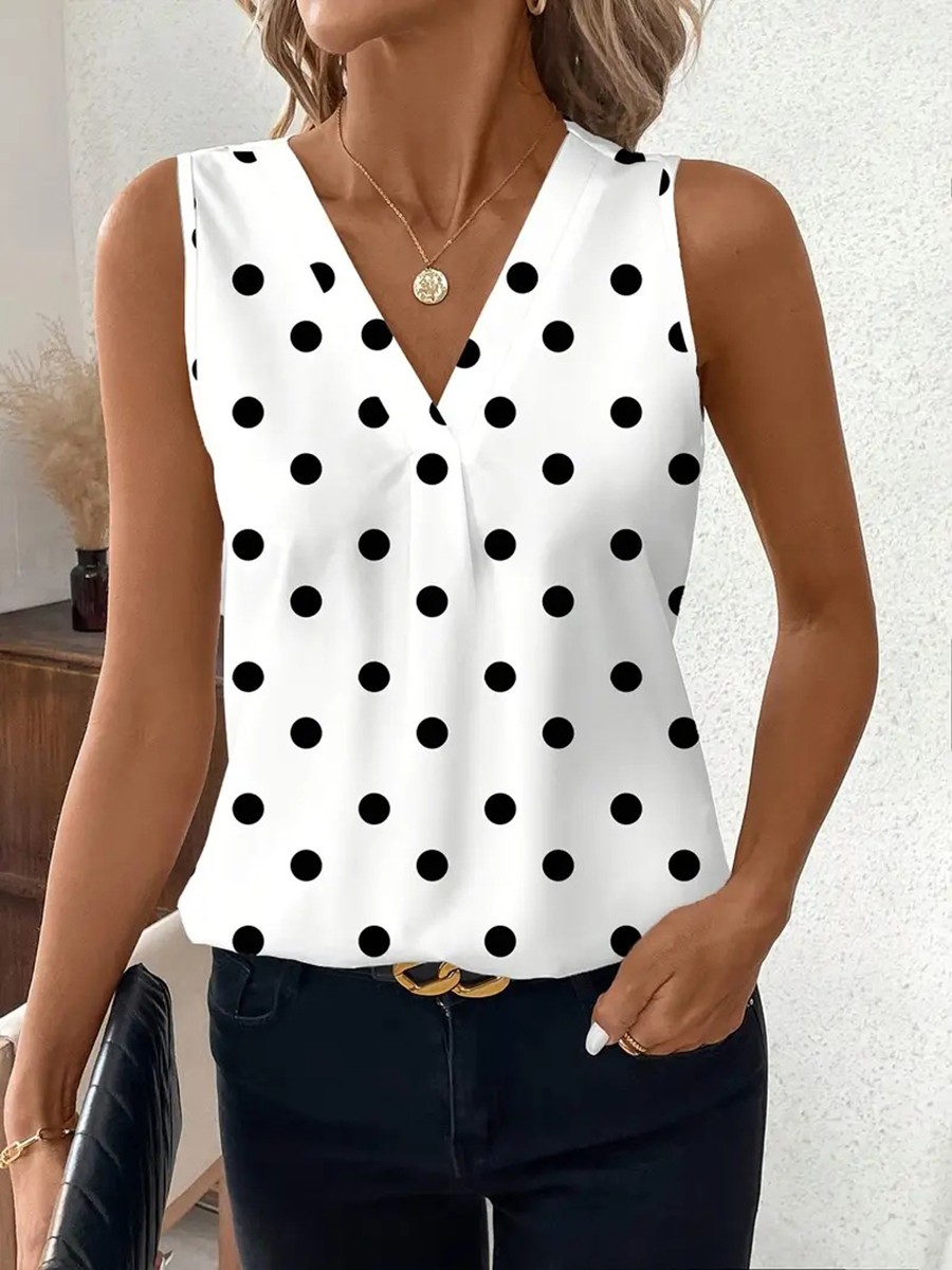 Trendy Women's Casual Vest Stylish Printed Sleeveless Top with V Neck Design - Picture 22 of 76