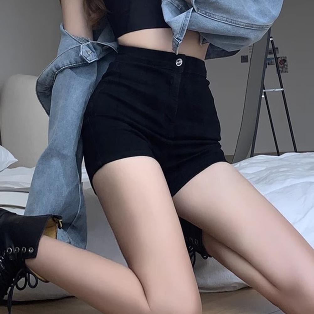Black Cotton Jeans Women's Hot Pants Casual Wear Ideal For Casual Outfits