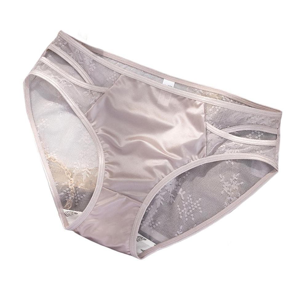 Mid Rise Women’s Lace Satin Underwear for Plus Size Breathable Triangle Pants