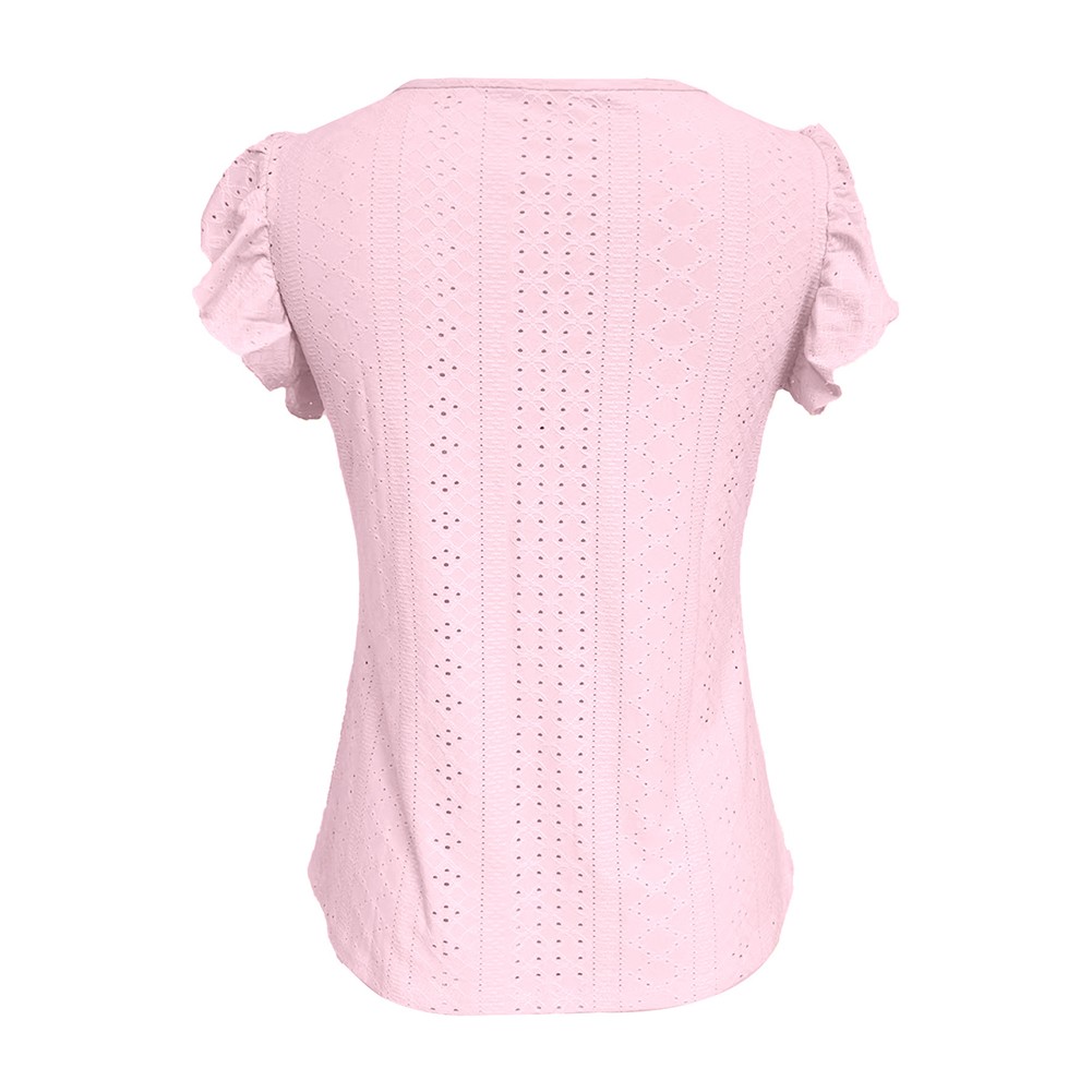 For Parties V-neck Casual Top Solid Color Short Shirt Spring And Summer Wear - Picture 18 of 42