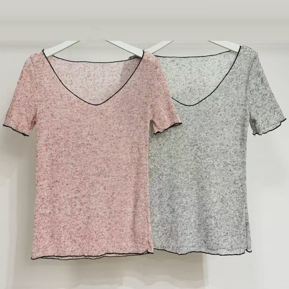 Fashion Women Summer Solid V Neck Short Sleeve T Shirts All Match Style - Picture 14 of 19