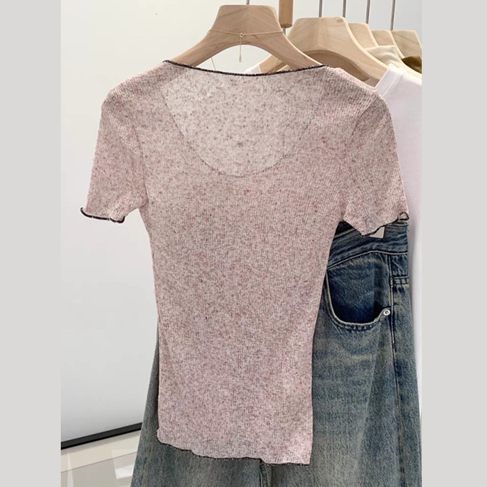 Fashion Women Summer Solid V Neck Short Sleeve T Shirts All Match Style - Picture 18 of 19