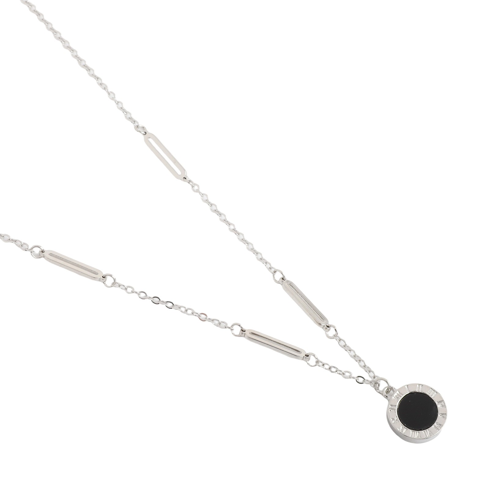 Doppelseitige Halskette mit römischen Ziffern stilvoll Silber Gold Rosegold Opt - Picture 22 of 38