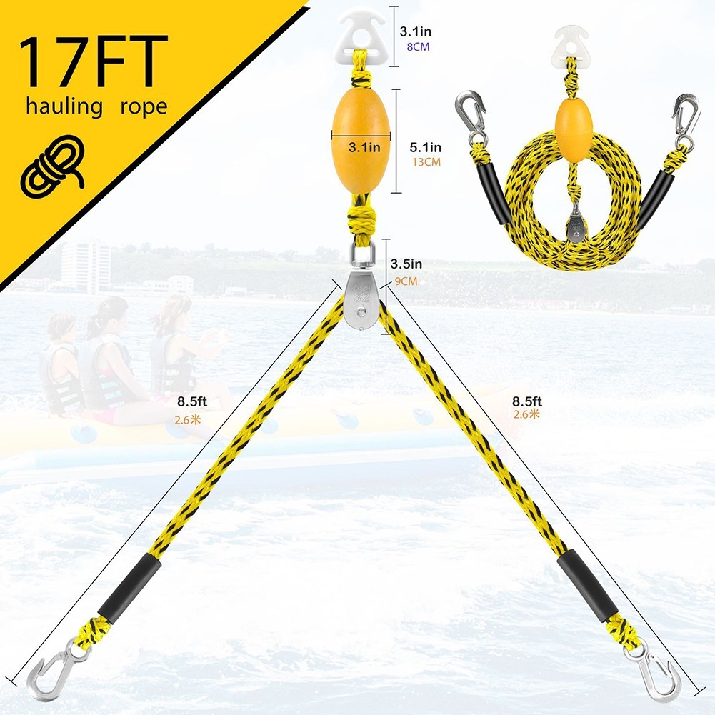 360 Degree Rotating Boat Tow Rope 17FT for Safe Water Sports Activities - Picture 23 of 28