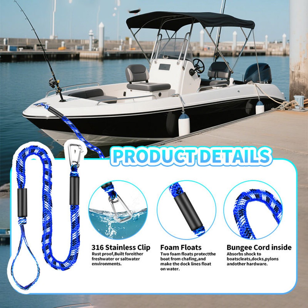 2PCS Set Bungee Dock Line Docking Rope Mooring Rope Anti-Sink Protection - Picture 14 of 37
