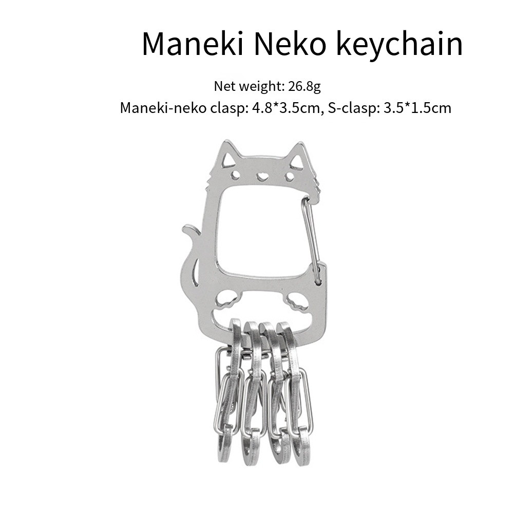 Lucky Cat Keychain 304 Stainless Steel Construction Multi-Functional Use - Picture 14 of 14