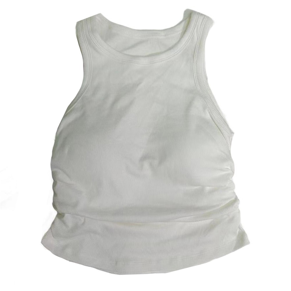 Casual Solid Color Sleeveless Vest for Women with Chest Cushion and Side Pleats - Picture 8 of 12