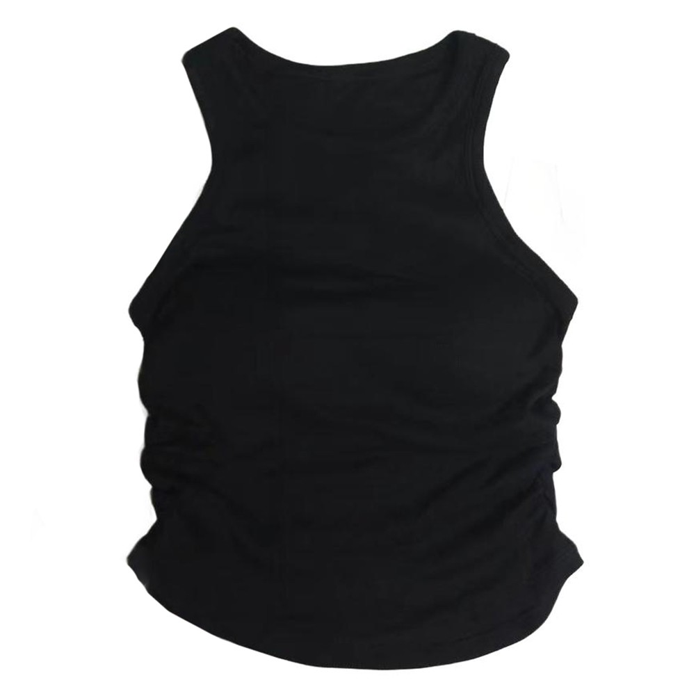 Casual Solid Color Sleeveless Vest for Women with Chest Cushion and Side Pleats - Picture 12 of 12