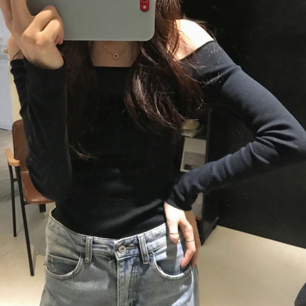 Stylish Off Shoulder Long Sleeve T Shirt for Women Casual Summer Attire - Picture 35 of 44