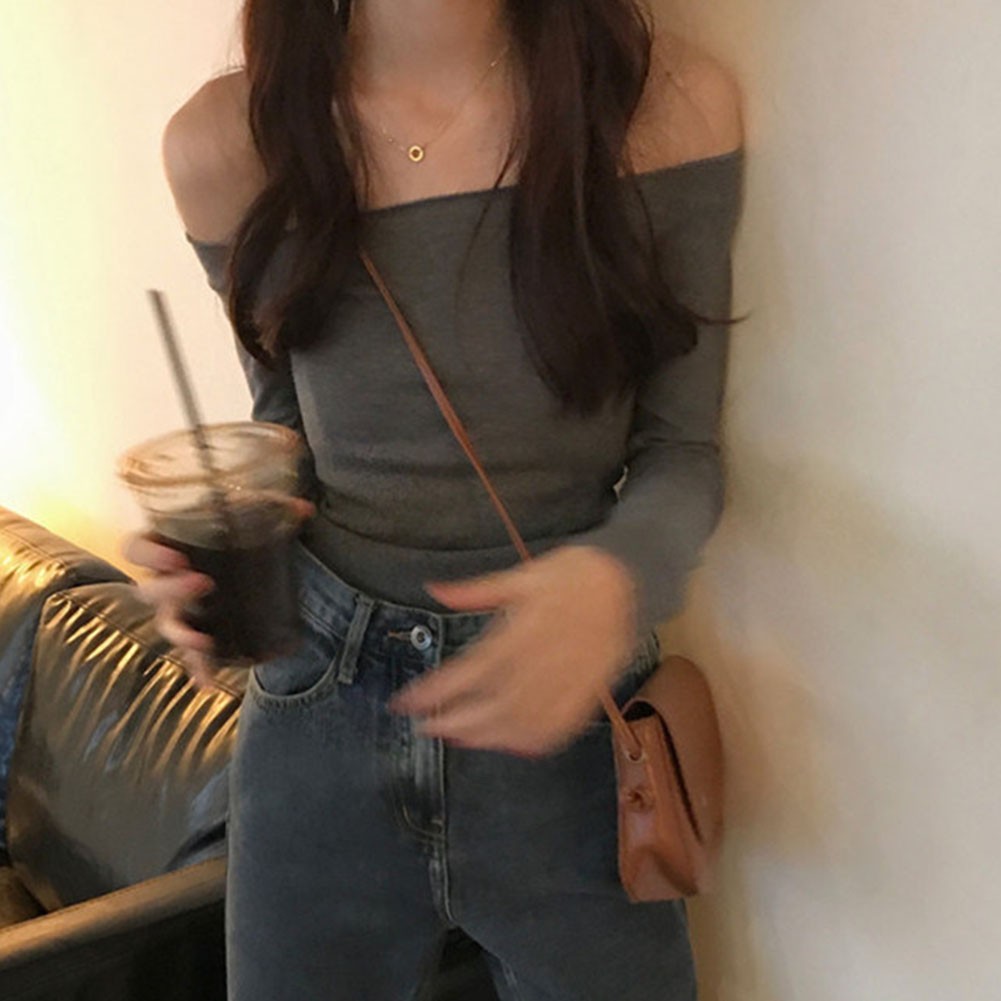 Stylish Off Shoulder Long Sleeve T Shirt for Women Casual Summer Attire - Picture 24 of 44