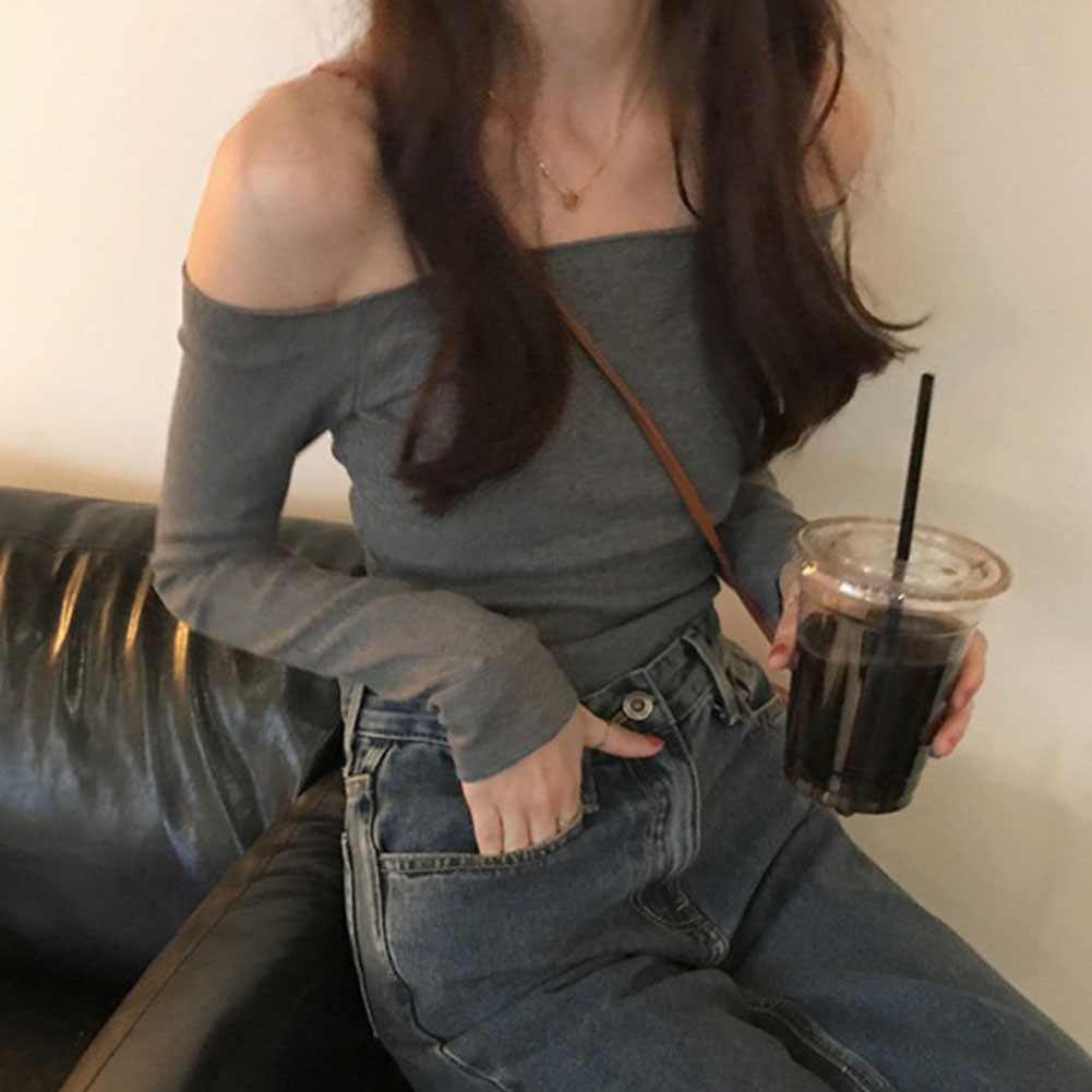 Stylish Off Shoulder Long Sleeve T Shirt for Women Casual Summer Attire - Picture 28 of 44