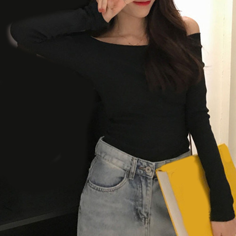 Stylish Off Shoulder Long Sleeve T Shirt for Women Casual Summer Attire - Picture 41 of 44