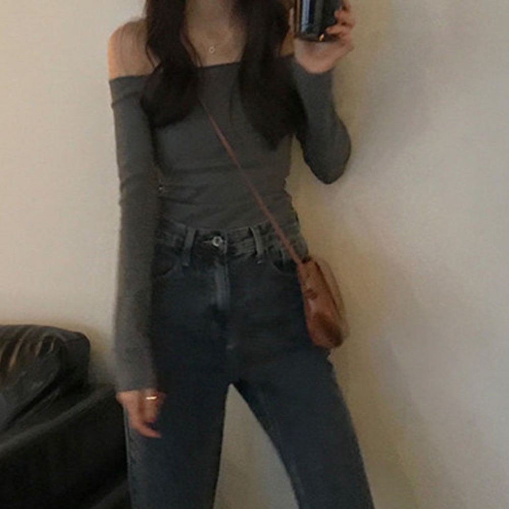 Stylish Off Shoulder Long Sleeve T Shirt for Women Casual Summer Attire - Picture 33 of 44