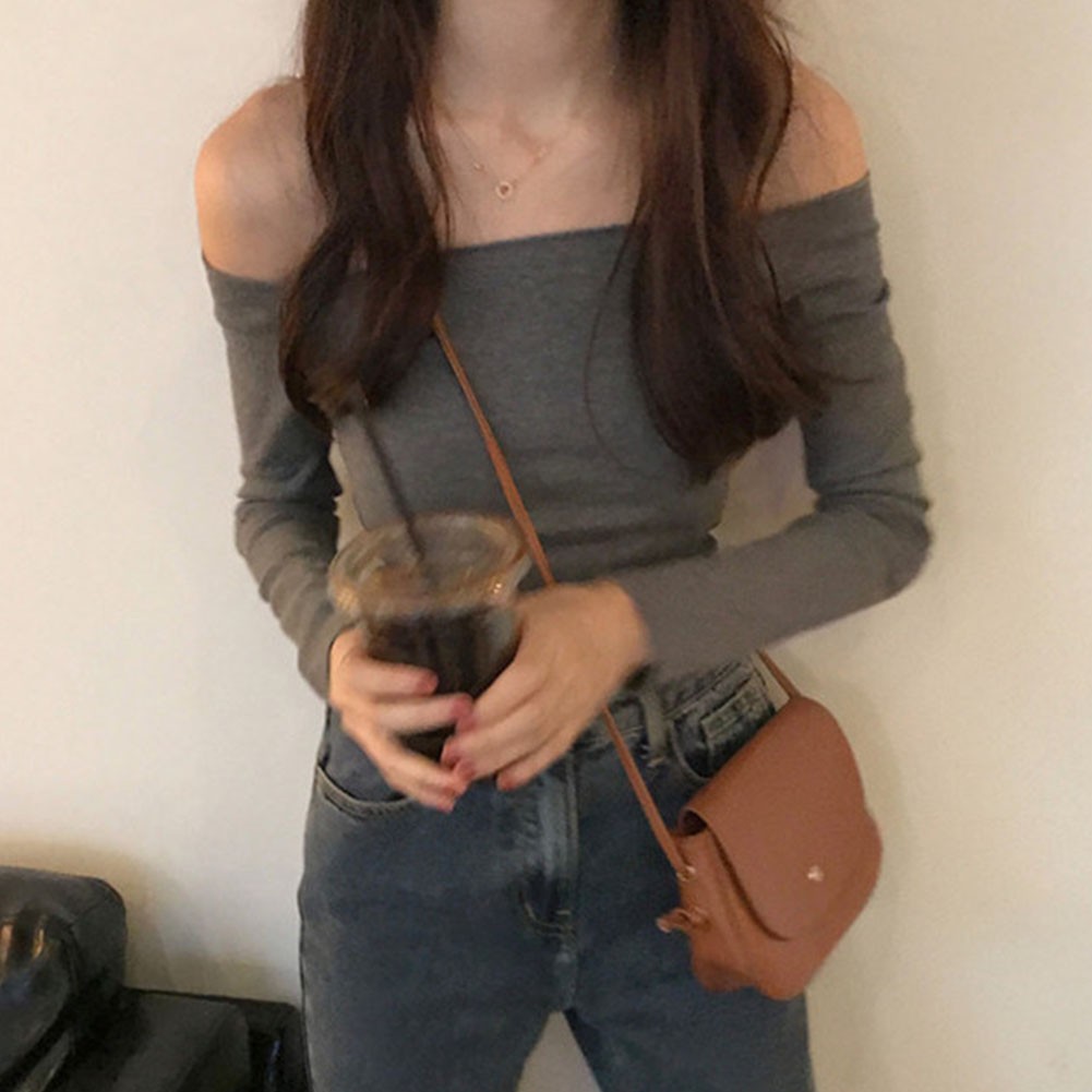 Stylish Off Shoulder Long Sleeve T Shirt for Women Casual Summer Attire - Picture 31 of 44