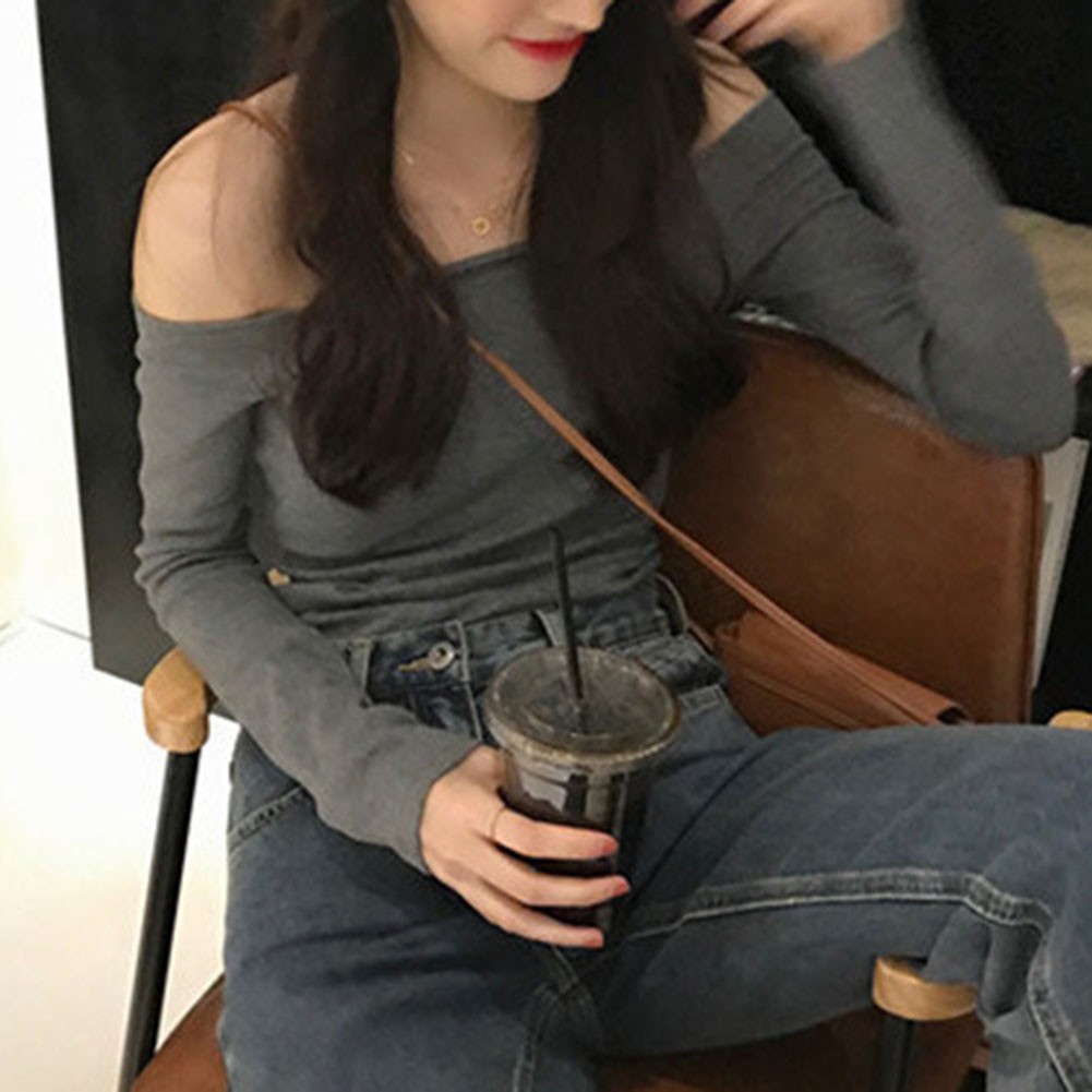 Stylish Off Shoulder Long Sleeve T Shirt for Women Casual Summer Attire - Picture 32 of 44