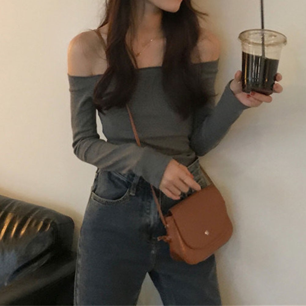 Stylish Off Shoulder Long Sleeve T Shirt for Women Casual Summer Attire - Picture 29 of 44