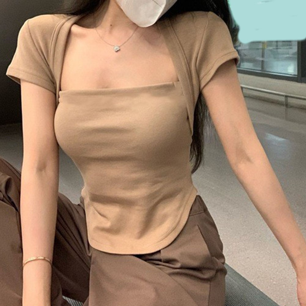 Elegant Women Summer Short Sleeve T Shirt in Solid Colors for Vacation Style - Picture 47 of 47
