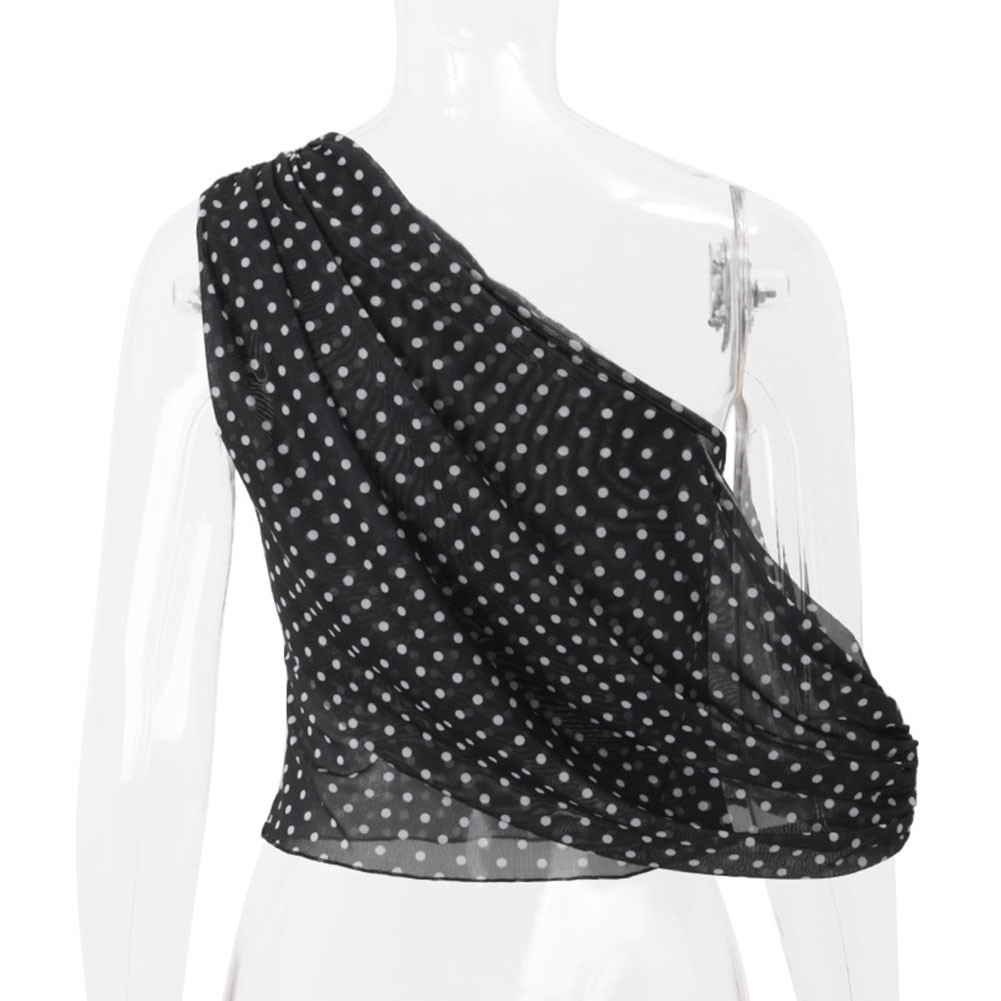 Unique Women Off Shoulder Polka Dot Vest with Irregular Style for Summer Look - Picture 26 of 27