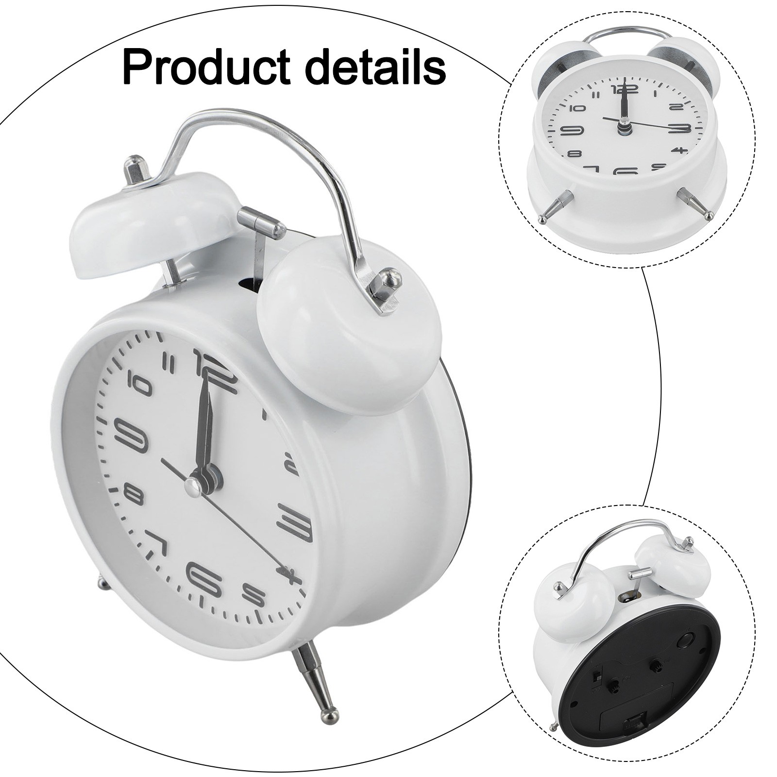 Classic Analog Alarm Clock with Silent Operation and Easy Battery Replacement