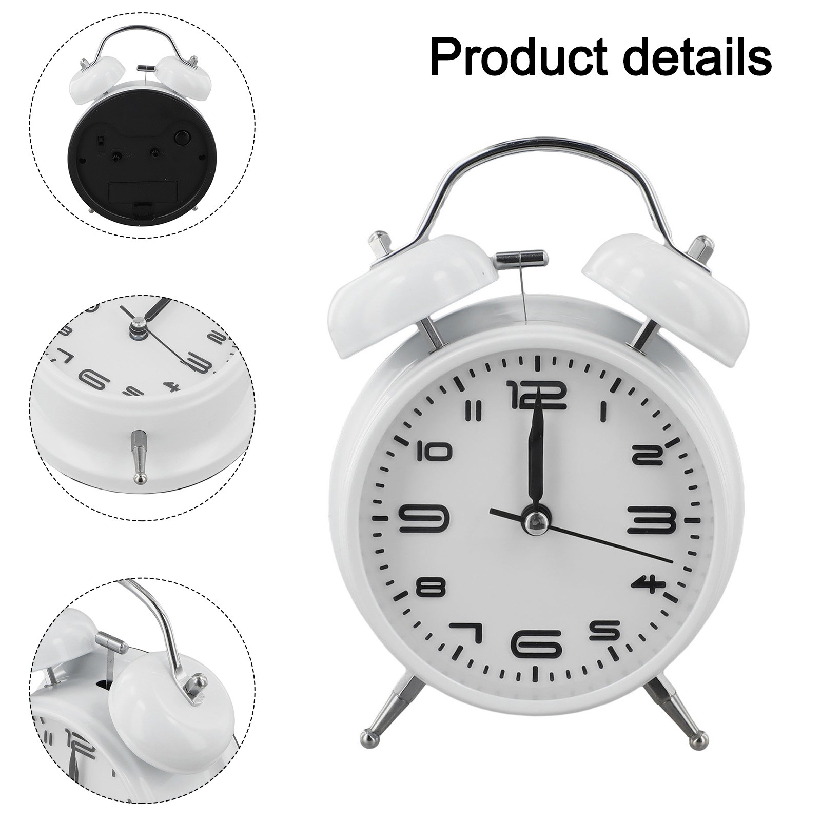 Classic Analog Alarm Clock with Silent Operation and Easy Battery Replacement