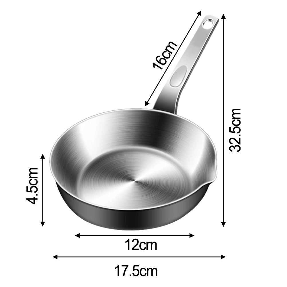 Compact 316 Stainless Steel Egg Frying Pan for Butter and Sauces Cooking