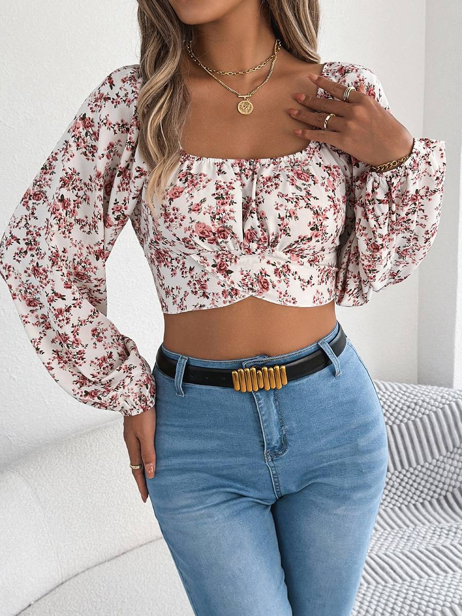 For Parties Cinched Waist Top Casual Street Fashion Long Lantern Sleeves - Picture 16 of 60