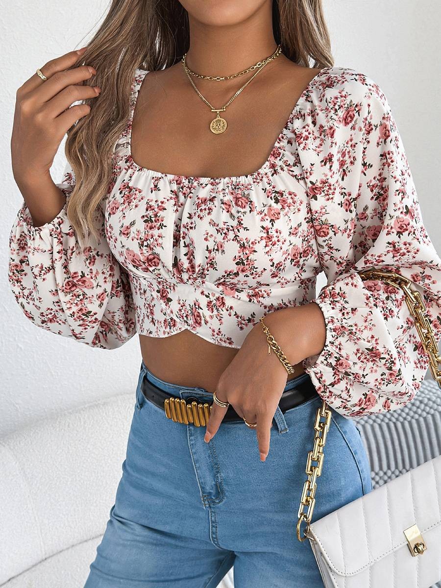 For Parties Cinched Waist Top Casual Street Fashion Long Lantern Sleeves - Picture 15 of 60