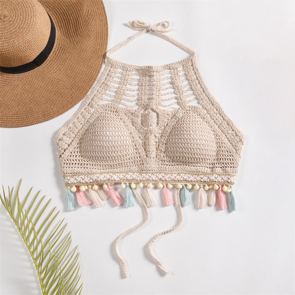 90%Cotton 10%Spandex Backless Knitted Vest Bohemia Crop Top Color Options A-J - Picture 46 of 46