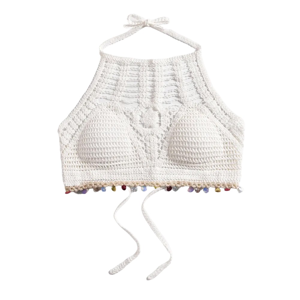 90%Cotton 10%Spandex Backless Knitted Vest Bohemia Crop Top Color Options A-J - Picture 39 of 46
