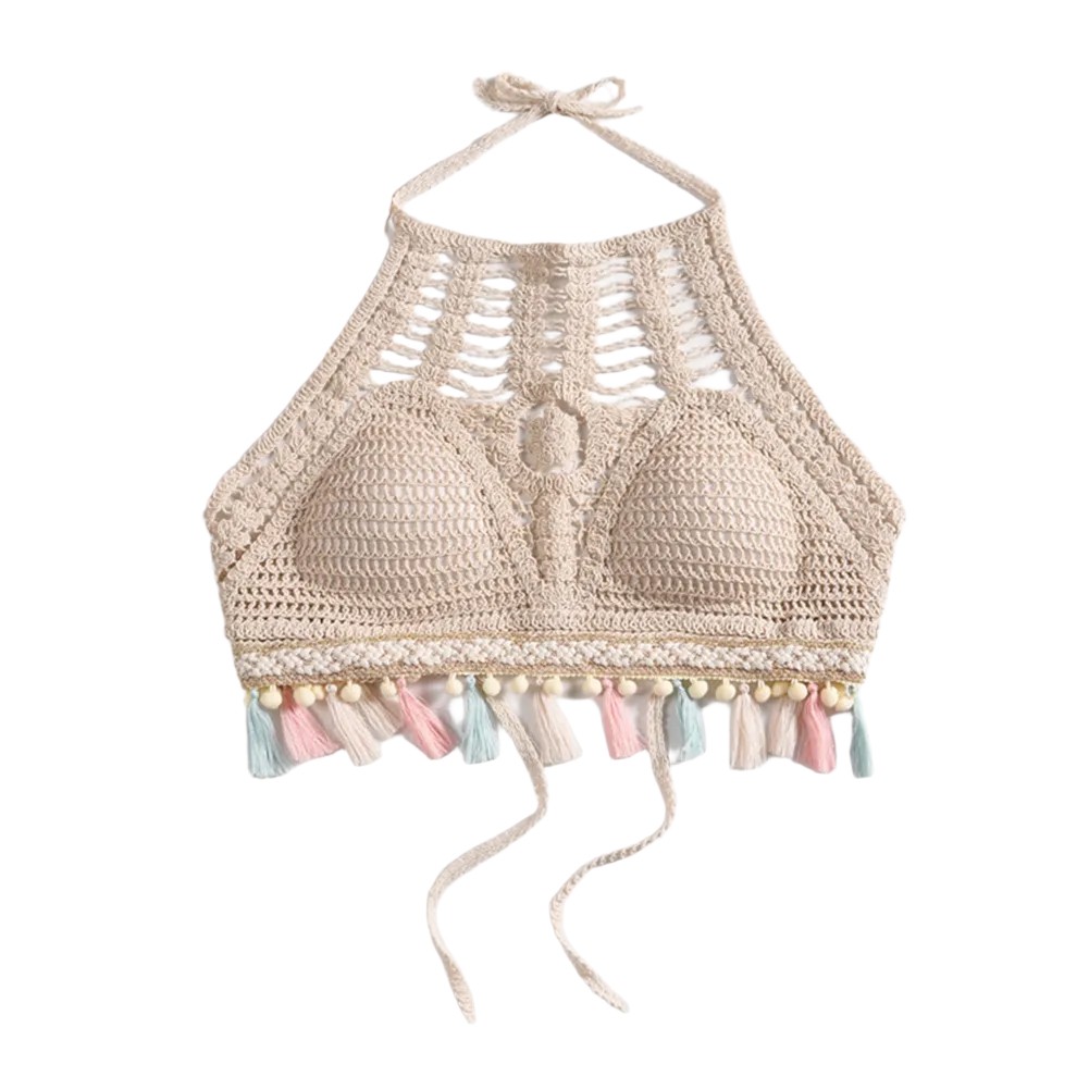 90%Cotton 10%Spandex Backless Knitted Vest Bohemia Crop Top Color Options A-J - Picture 45 of 46