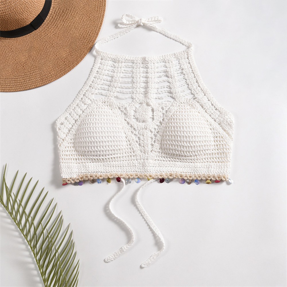 90%Cotton 10%Spandex Backless Knitted Vest Bohemia Crop Top Color Options A-J - Picture 40 of 46
