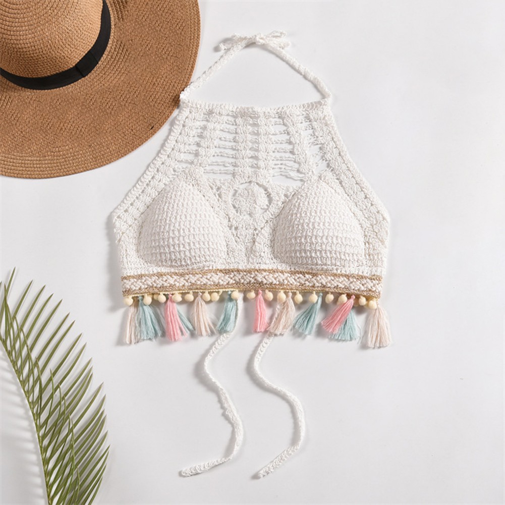 90%Cotton 10%Spandex Backless Knitted Vest Bohemia Crop Top Color Options A-J - Picture 44 of 46