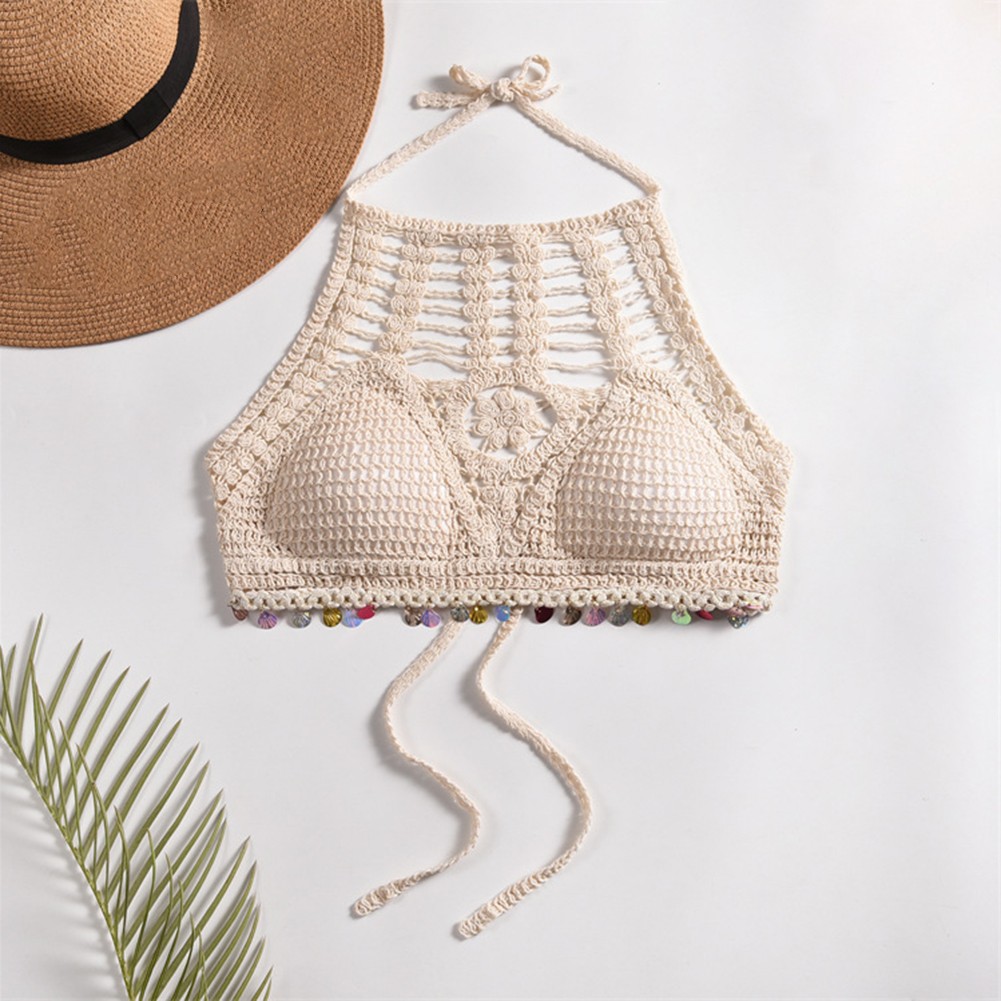90%Cotton 10%Spandex Backless Knitted Vest Bohemia Crop Top Color Options A-J - Picture 42 of 46