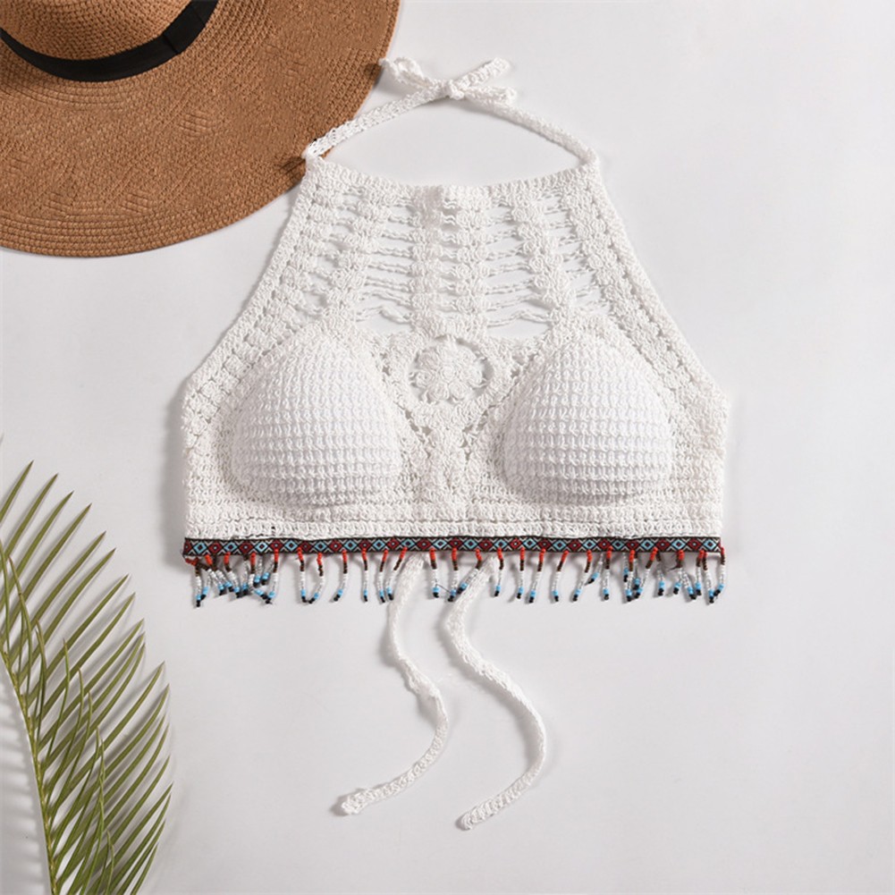 90%Cotton 10%Spandex Backless Knitted Vest Bohemia Crop Top Color Options A-J - Picture 36 of 46