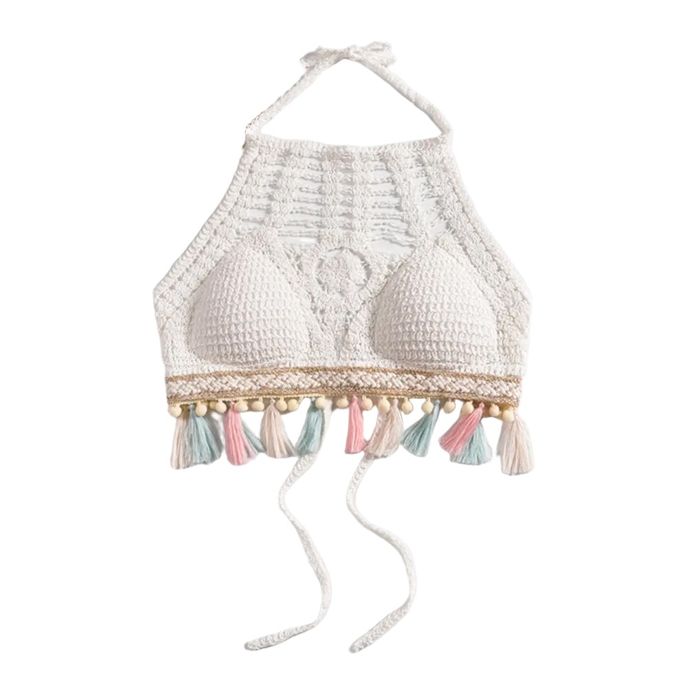90%Cotton 10%Spandex Backless Knitted Vest Bohemia Crop Top Color Options A-J - Picture 43 of 46