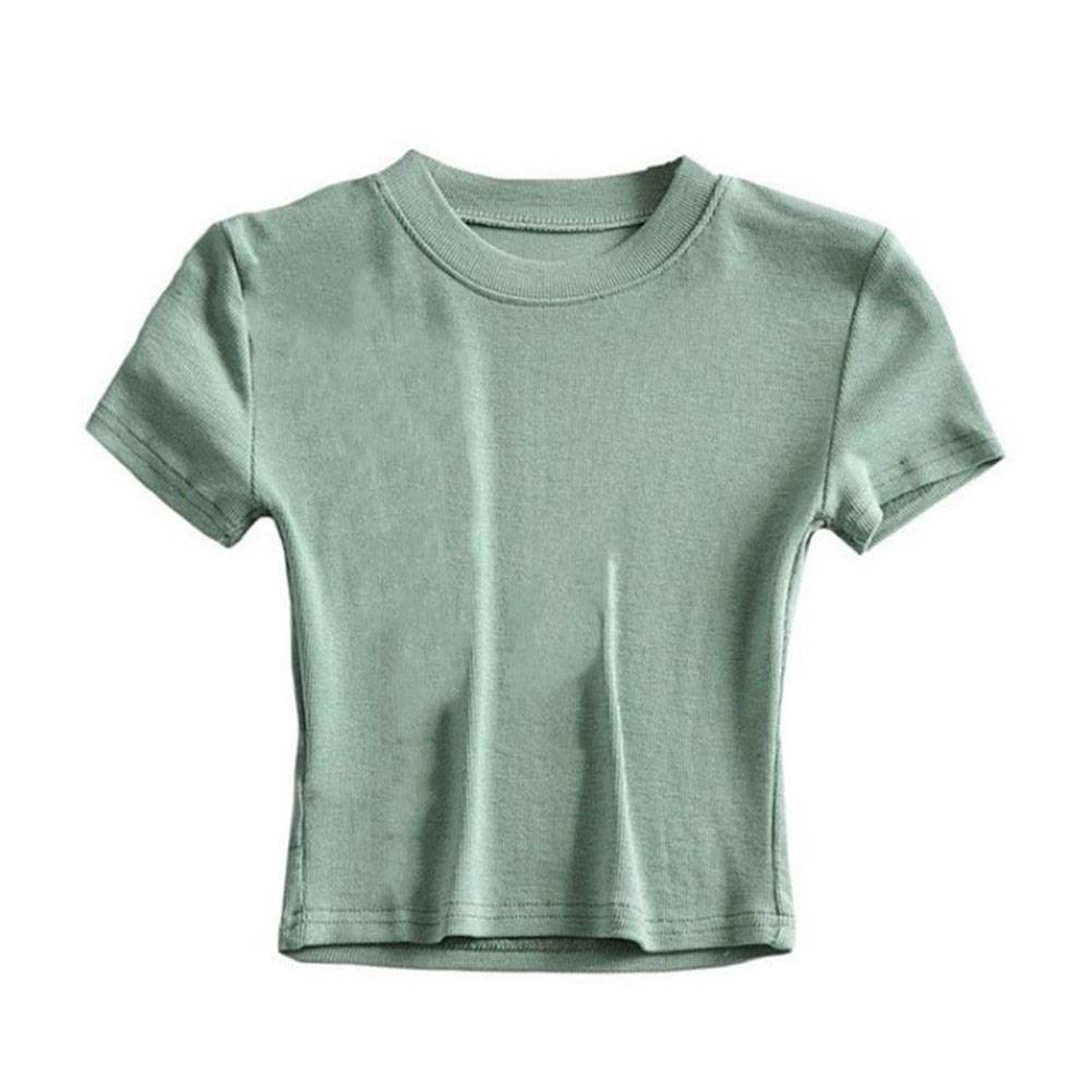 Stylish Women Summer Slim Fit Short Sleeve T Shirt Crop Top for Casual Outfits - Picture 44 of 51
