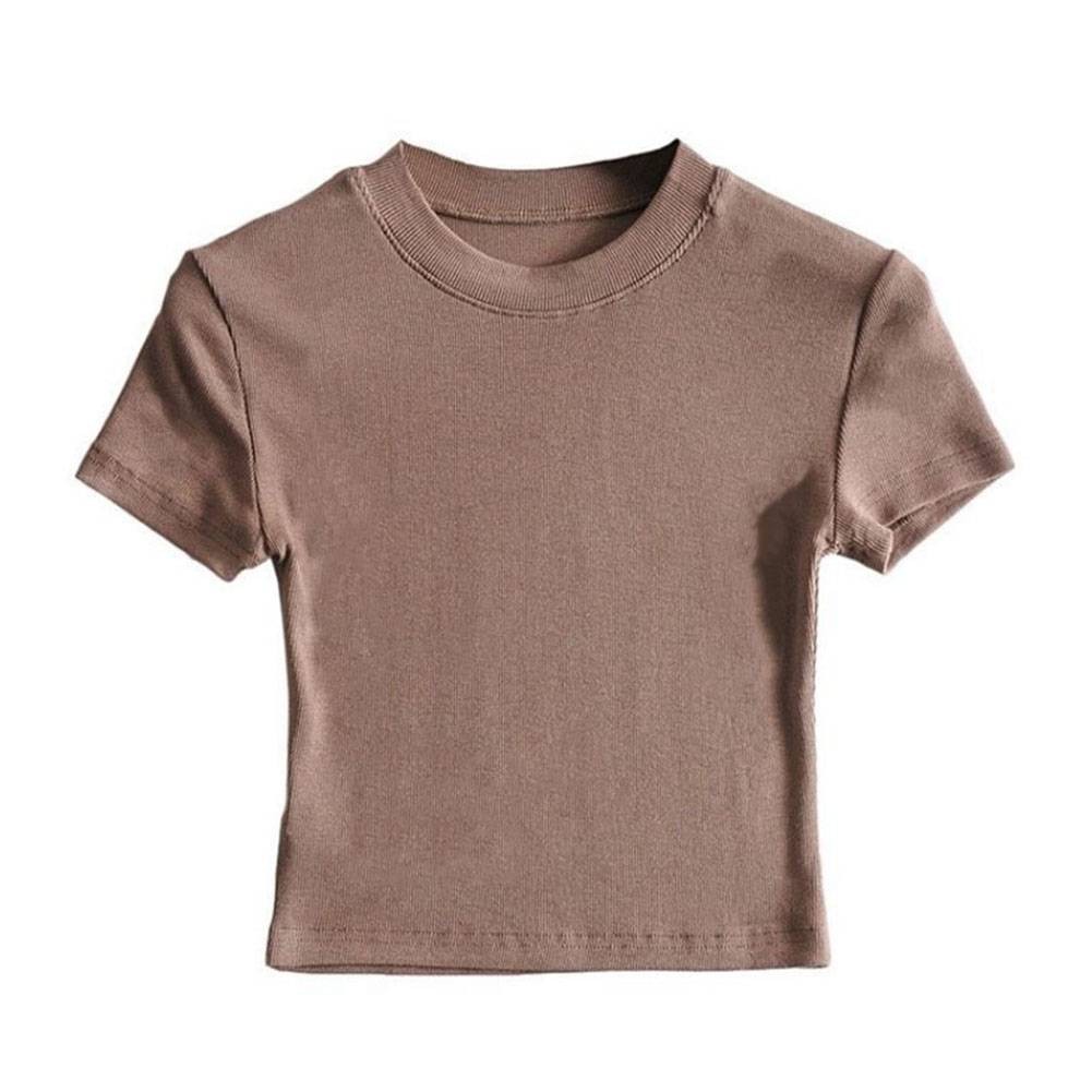 Stylish Women Summer Slim Fit Short Sleeve T Shirt Crop Top for Casual Outfits - Picture 51 of 51