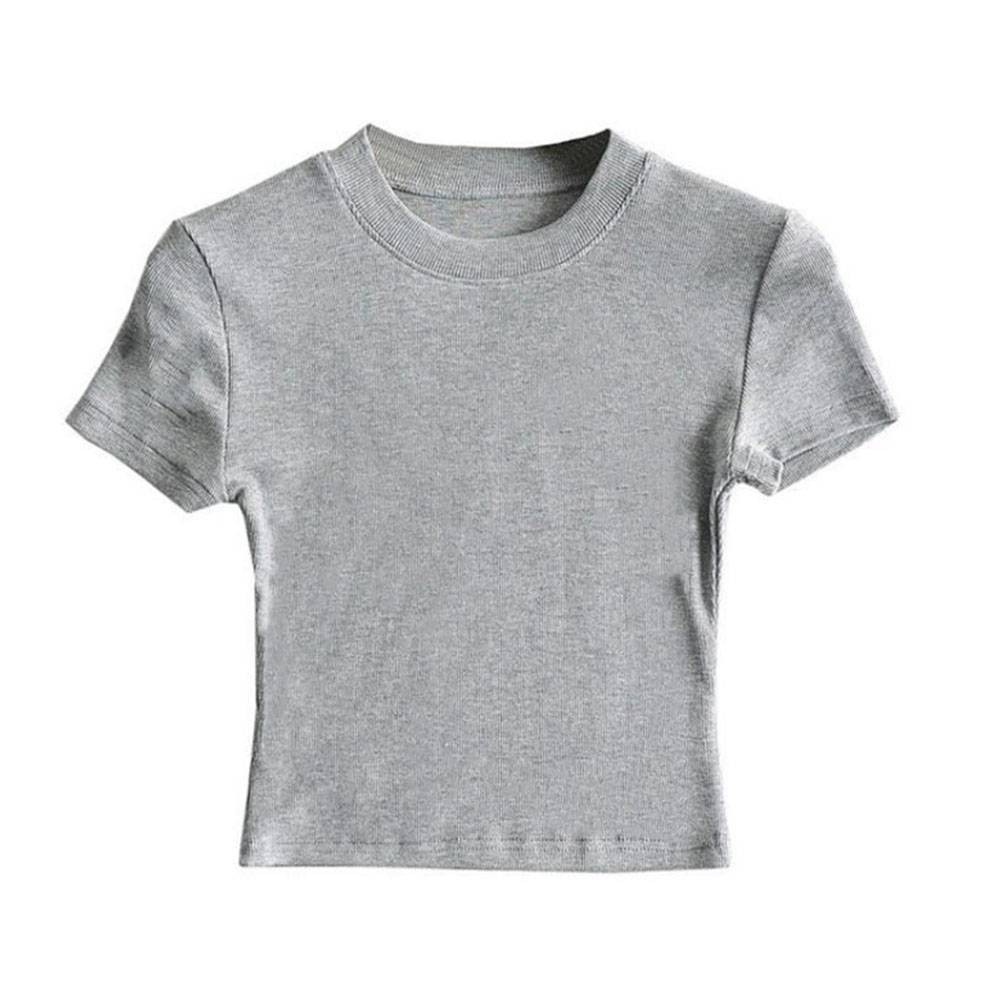 Stylish Women Summer Slim Fit Short Sleeve T Shirt Crop Top for Casual Outfits - Picture 49 of 51